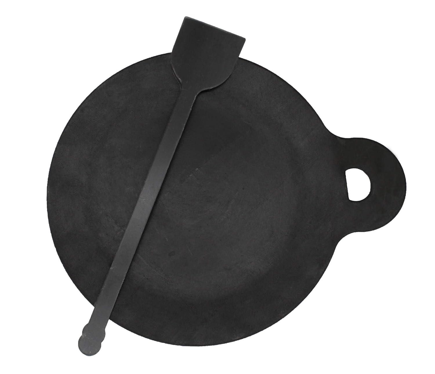 Trilonium Ecofe Iron Induction Compatible Dosa, Pizza, Roti Tawa with Turner Ladle (Black, 28 cm)