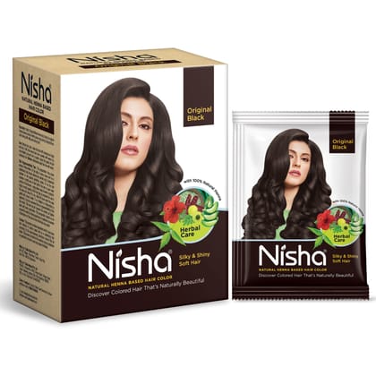 Nisha Henna Based Hair Color Original Black 60g Pack of 3, Henna Powder Hair Color Dye Black Hair Colour