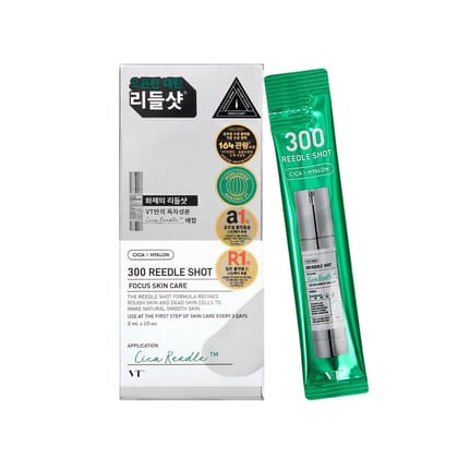 VT COSMETICS Reedle Shot 300 Stick 2ml x 10ea Intensive Micro-Needle Skin Renewal Ampoule for Deep Pore Care, Texture Smoothing, Skin Regeneration & Enhanced Absorption Korean Skincare VT COSMETICS Reedle Shot 300 Stick 2ml x 10ea Intensive Micro-Needle 