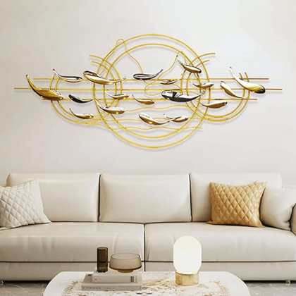 Colorful Fishes and Waves Metal Wall Art