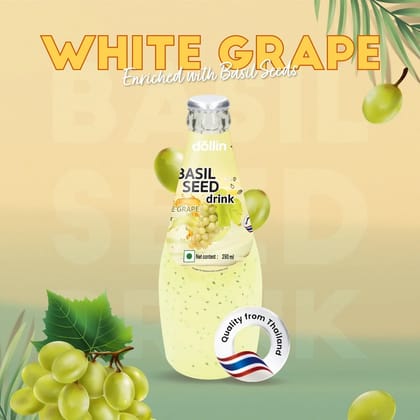 Dollin Basil Seed White Grape Juice Light Green Glass Bottle Drink 290ml