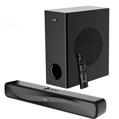 boAt Aavante Bar A1040 | 50W Bluetooth Soundbar, 2.1 Channel with Wired Subwoofer, Master Remote Control, Multi Connectivity boAt Aavante Bar A1040 | 50W Bluetooth Soundbar, 2.1 Channel with Wired Subwoofer, Master Remote Control, Multi Connectivity - Pr