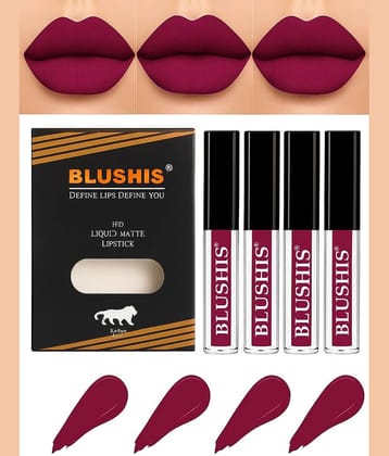 BLUSHIS Pink Matte Long Lasting Liquid Lipstick ( Pack of 4 )