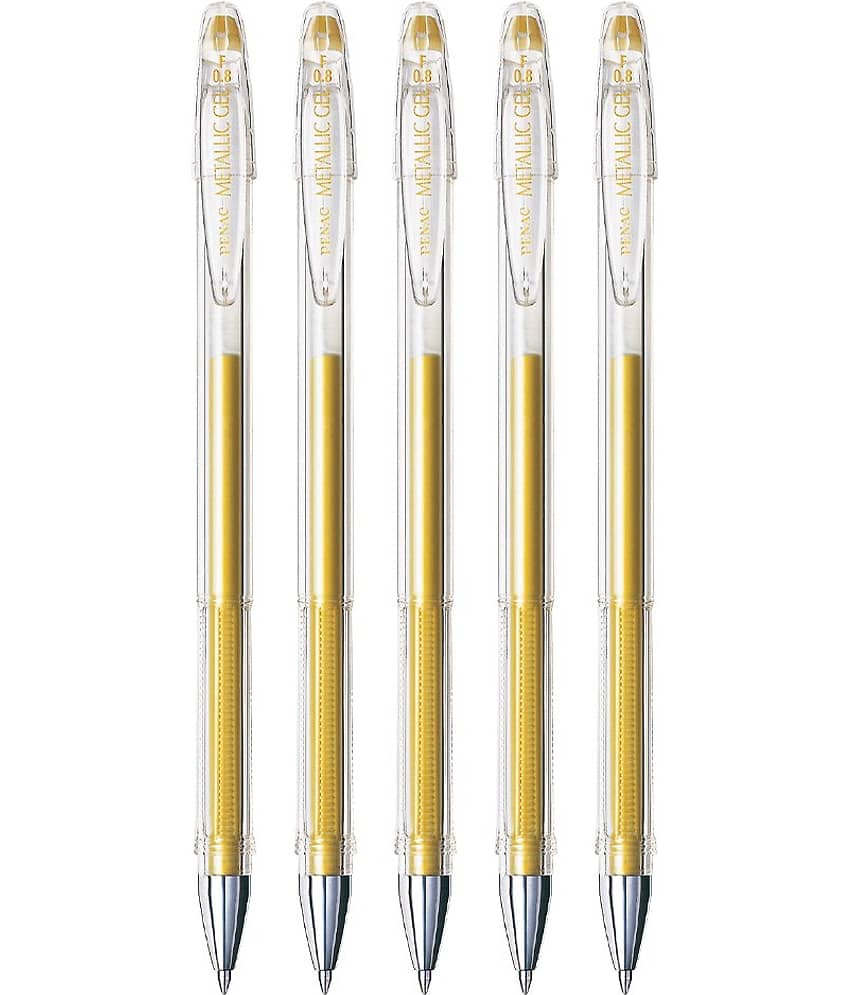 Penac FX-3 Gel Ink ball 0.8mm metallic gold Pen (Pack of 5)