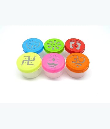 PRANSUNITA Rangoli Making Stencil Bottle Stamp Filler, Pack of 6 Assorted Beautiful Festival Related Designs, Multicolor Dia- 6 cm
