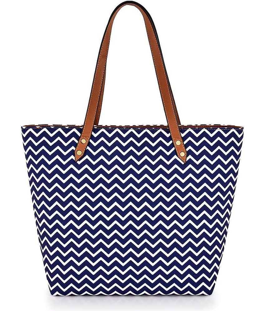 Lychee Bags Tote Bag Canvas Set of 1 ( Blue )