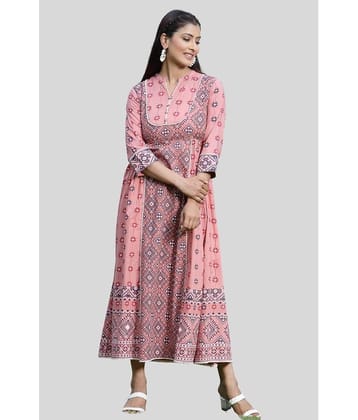 Juniper - Pink Cotton Blend Women's Fit & Flare Dress ( Pack of 1 )