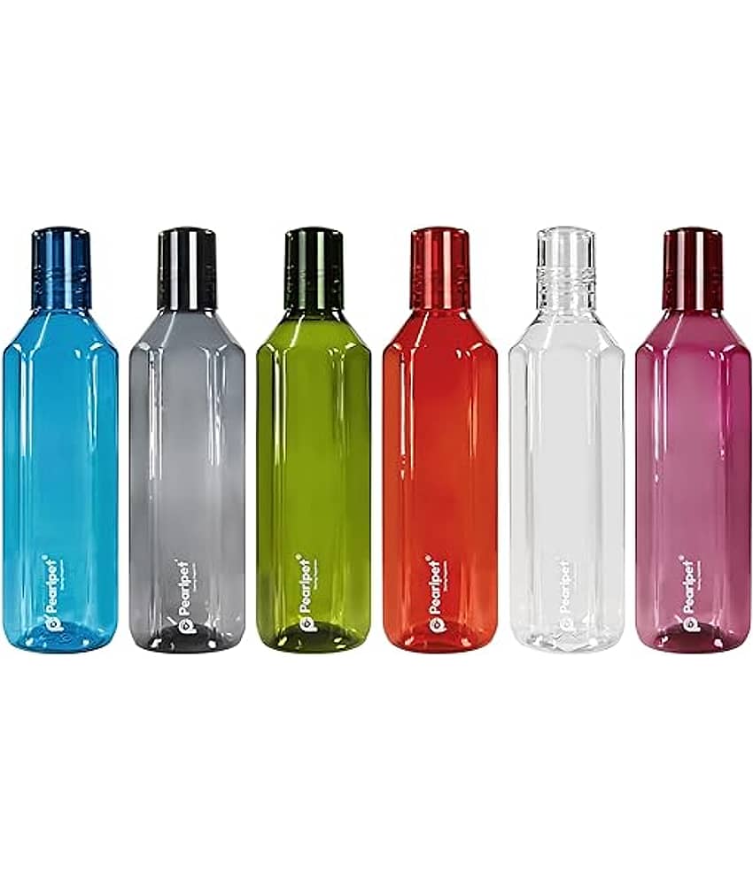 PearlPet Avon-Assorted-500ml-6pcs Multicolour Plastic Water Bottle 500 mL ( Set of 6 )