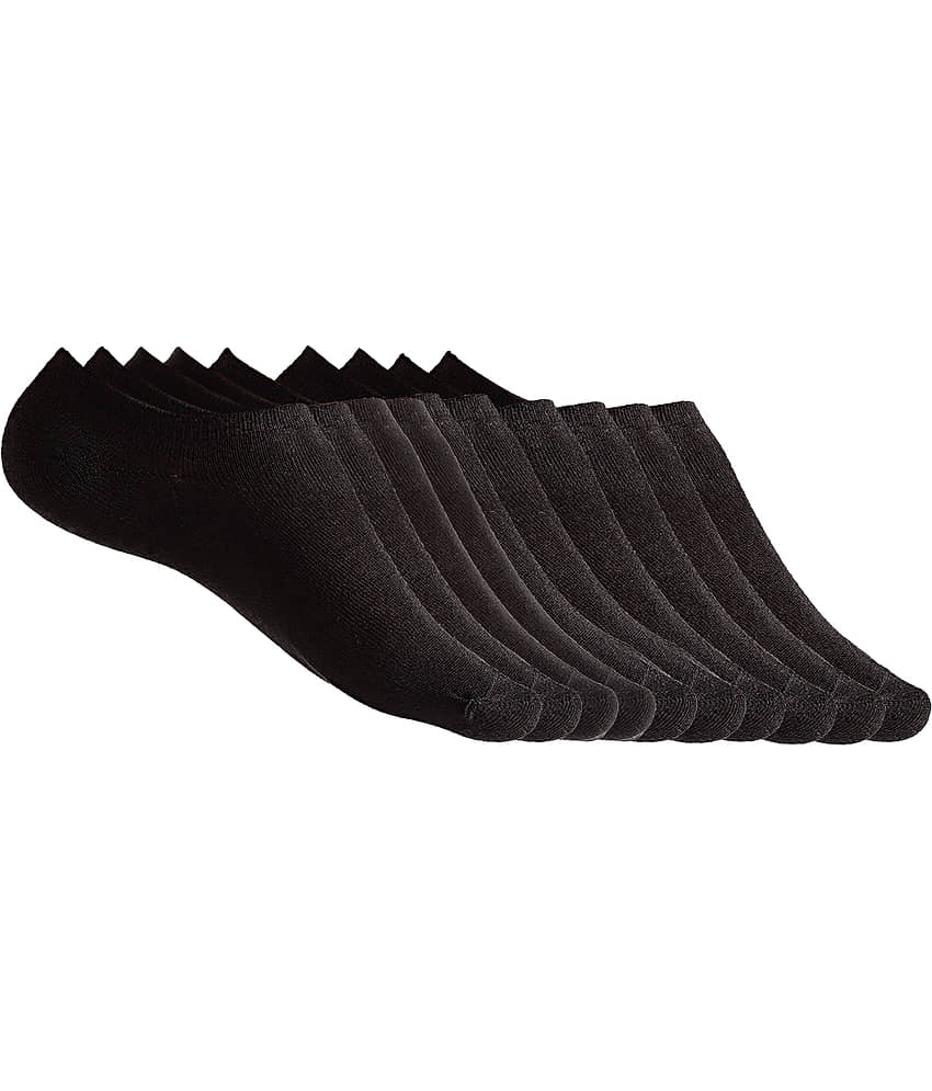 Texlon - Black Cotton Men's No Show Socks ( Pack of 5 )