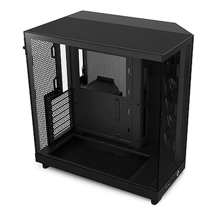 NZXT H6 Flow (2023) Compact Dual-Chamber Mid-Tower Airflow Case, Panoramic Glass Panels, Includes 3 x 120mm Fans, Cable Management