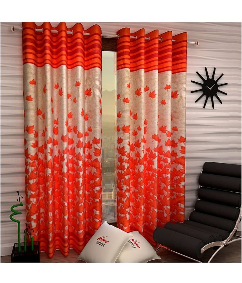 Home Sizzler - Multicolor Pack of 2 Polyester Window Curtain (3.5 ft X 5 ft)