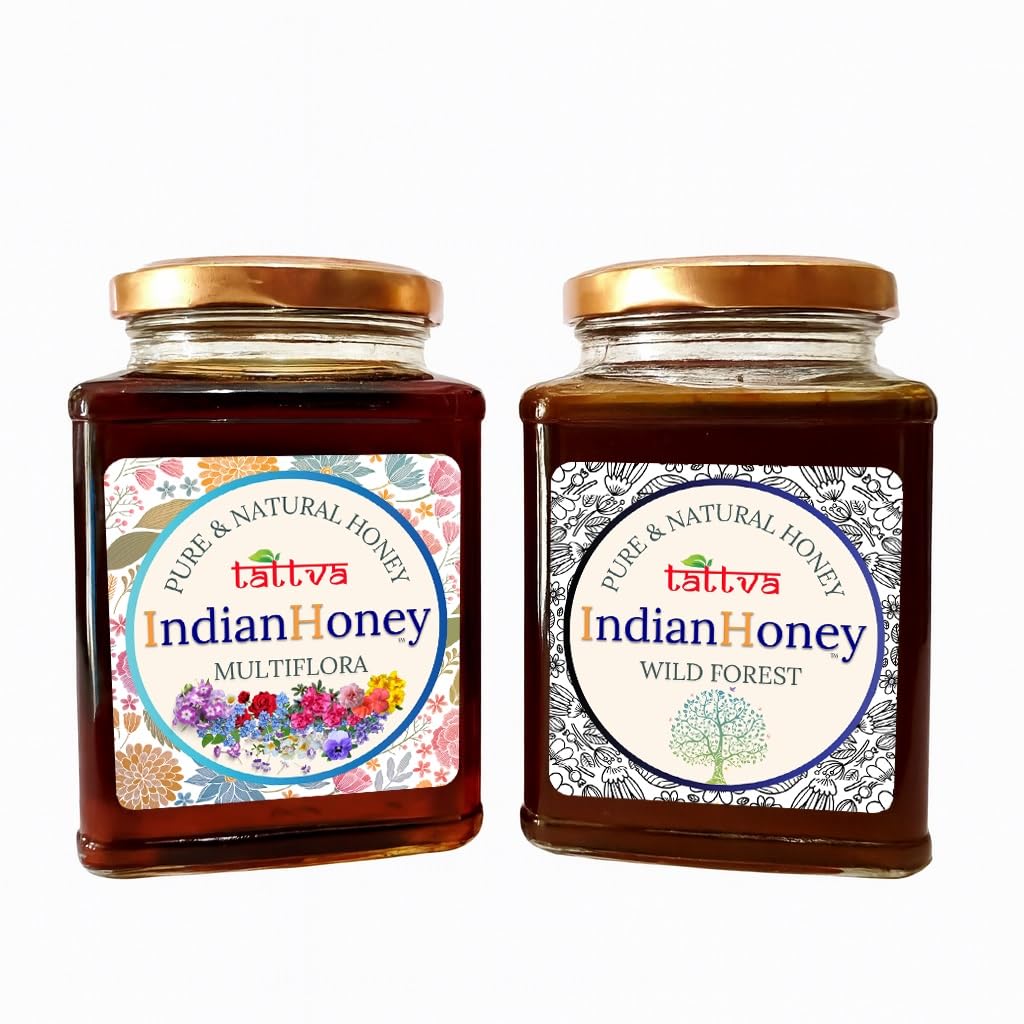 IndianHoney Himalayan Multiflora with Wild Forest Honey Combo (Pack of 2) | Pure & Natural | 1kg (500g Each) | Unprocessed & Unfiltered Natural Sweetener