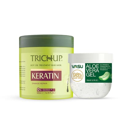 Trichup Keratin Hair Mask 500ml & Aloe Vera Gel 200ml โ Repair Damaged Hair, Strengthen Strands & Deeply Nourish Hair Trichup Keratin Hair Mask 500ml & Aloe Vera Gel 200ml โ Repair Damaged Hair, Strengthen Strands & Deeply Nourish Hair