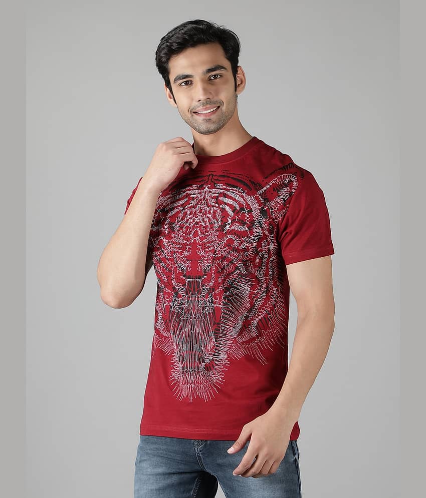 NUEVOSPORTA Pack of 1 Cotton Regular Fit Men's T-Shirt ( Red )