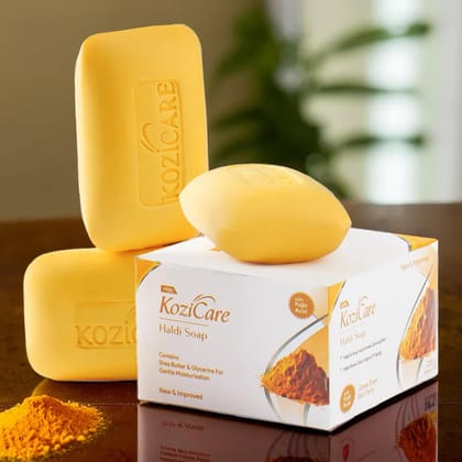 Kozicare Skin Whitening Soap | Haldi | Kojic Acid & Glutathione Soap | Body Tan Removal & Detan | for Bath | Bath Combo Offers | With Shea Butter & Glycerin- Pack of 3 Kozicare Skin Whitening Soap | Haldi | Kojic Acid & Glutathione Soap | Body Tan Remova