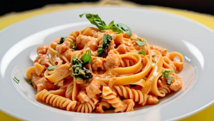 Pasta foxtail millet (kangani) pink sauce