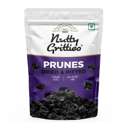 Nutty Gritties California Pitted Prunes | Dried Fruit Plums | Resealable Pouch, 200 gm