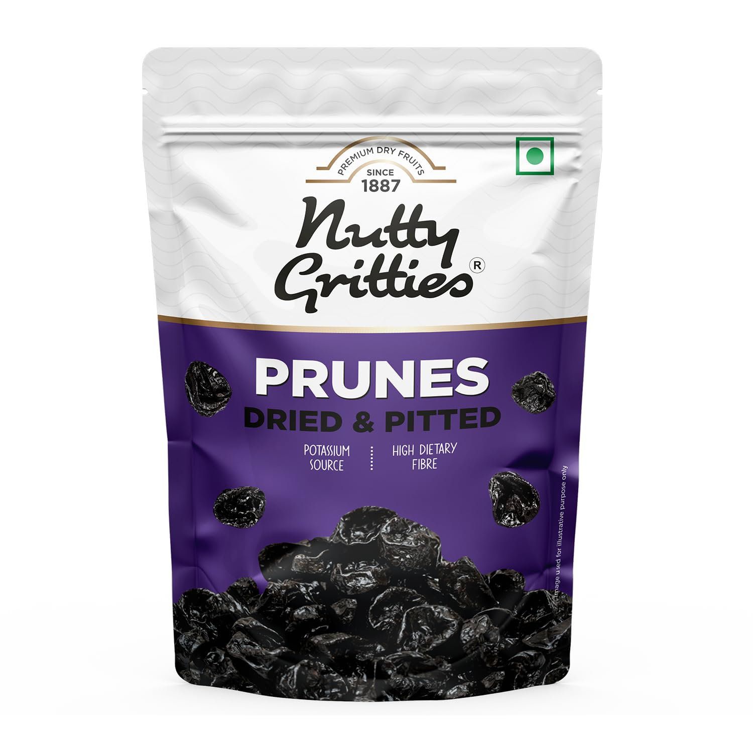 Nutty Gritties California Pitted Prunes | Dried Fruit Plums | Resealable Pouch, 200 gm