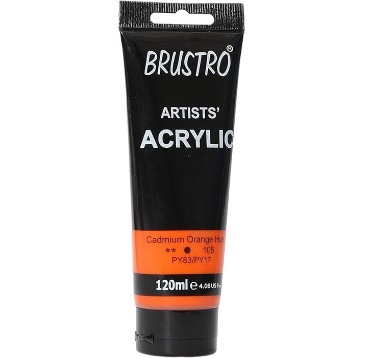 Brustro Artists Acrylic Tube 120 Ml (Choose Options)-CADMIUM ORANGE HUE