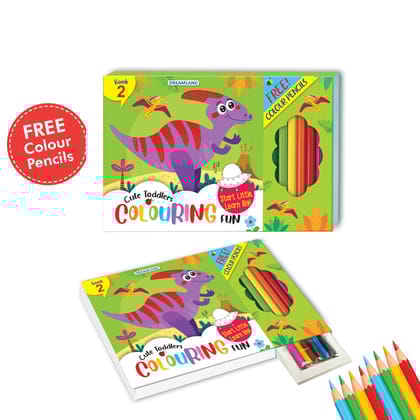 Cute Toddlers Fun Colouring Book with 6 Colour Pencils | Art and Craft Drawing Book Set for 4+ | Colouring Book for Toddler | Return Gift for Kids | - 128 Pages