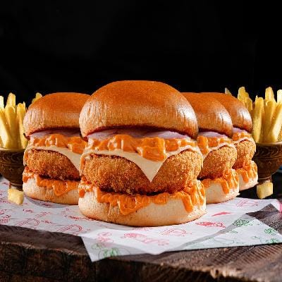 4 * Crispy Aloo Tikki Burgers + 2 * Fries