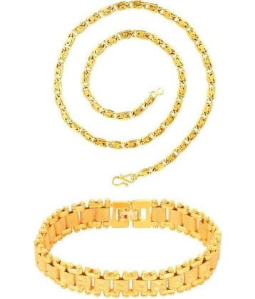 Jewar Mandi Gold Plated 22 Inches Long Chain for Men's & Boys With Bracelet