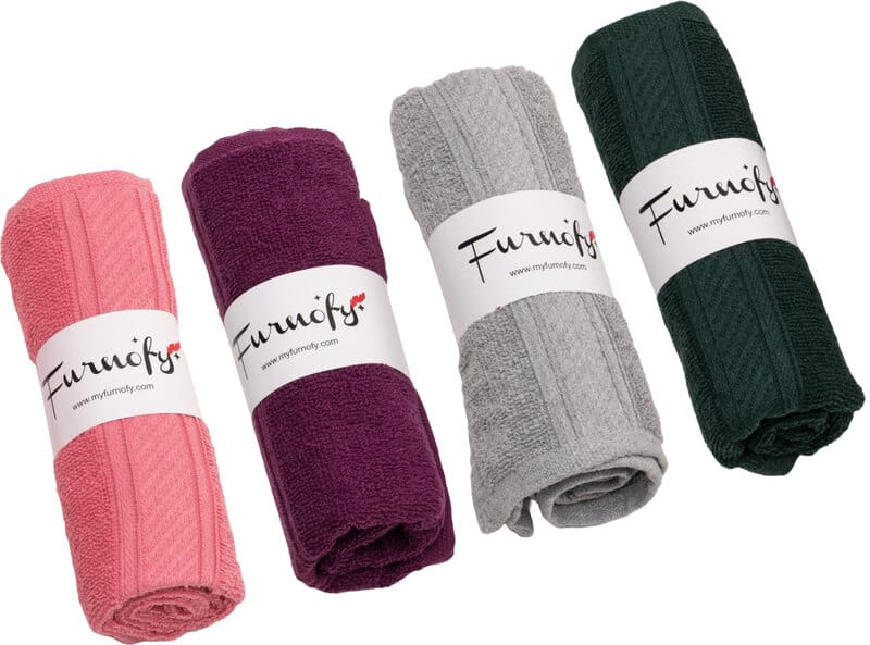 Furnofy Cotton 450 GSM Hand Towel Set Pink, Magenta, Grey, Green (Pack Of 4)