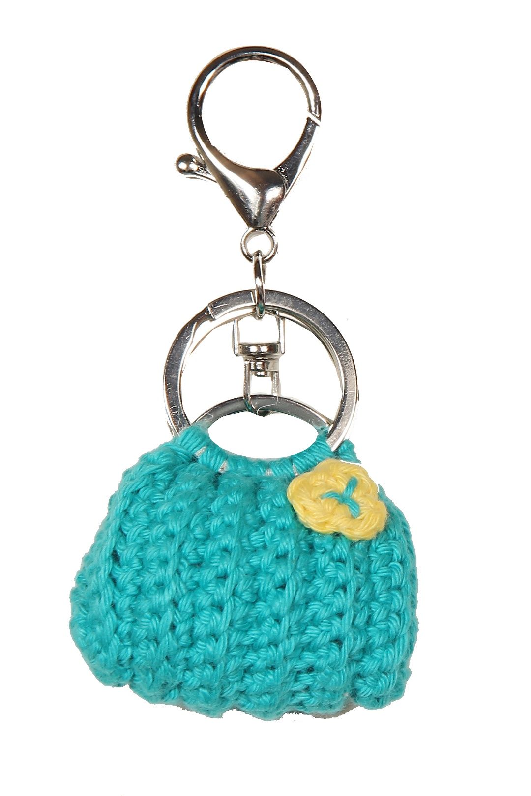 Sukeshcraft Handmade Crochet Mini Bag Keychain, Woolen Purse Shape Key Ring  (Sea GREEN)