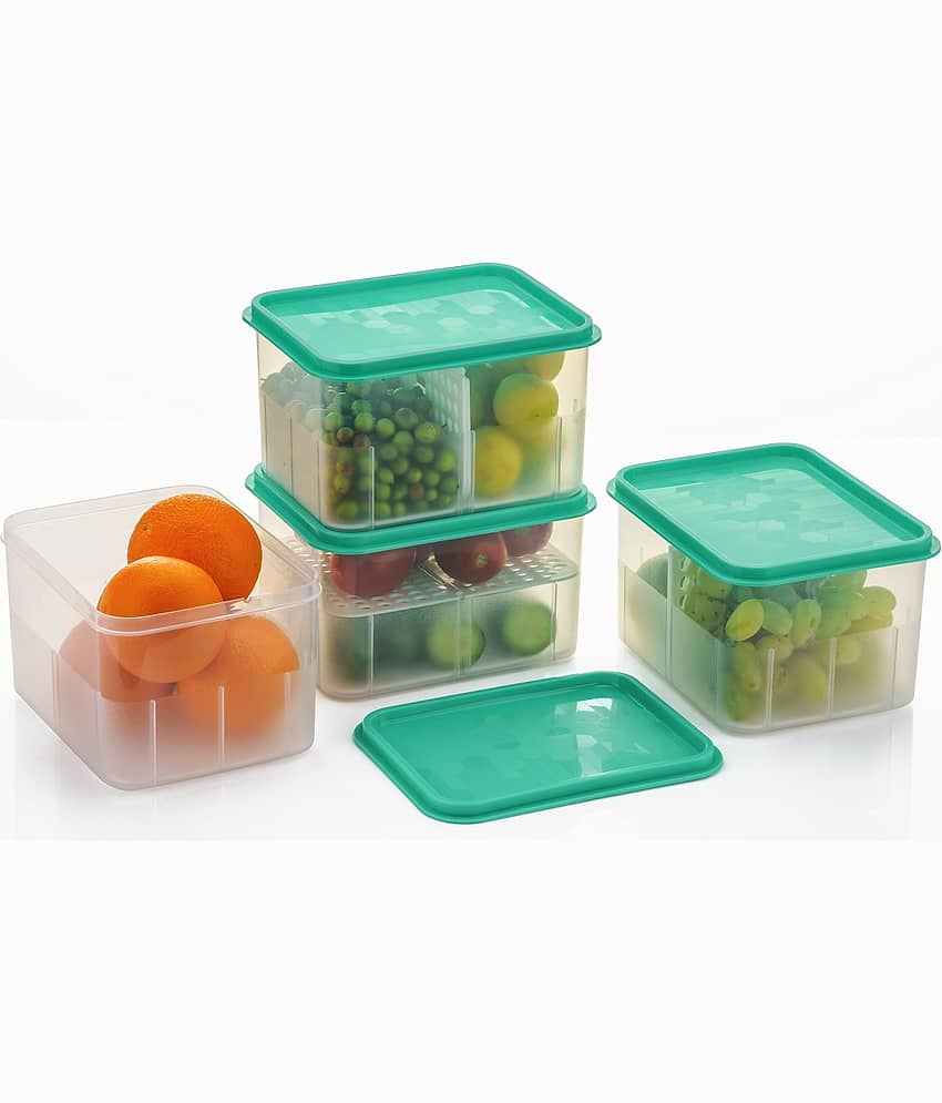 Analog kitchenware - Fruit/Food/Vegetable Plastic Sea Green Utility Container ( Set of 4 )