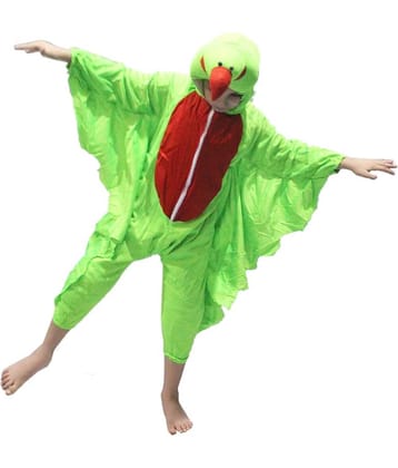 Kaku Fancy Dresses Parrot Bird Costume -Green & Red, 7-8 Years, For Boys & Girls