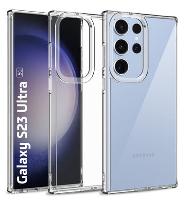 Ice Crystal Series Hybrid Transparent PC Military Grade TPU Back Cover for Samsung Galaxy S23 Ultra 5G, 6.8 inch, Crystal Clear