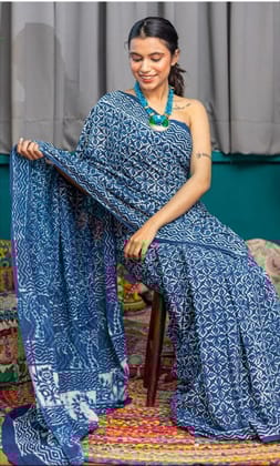 JAIPUR HANDBLOCK PRINT Exclusive collection of Bagru and Dabu handblock printed pure Cotton Mulmul Sarees with blouse piece.