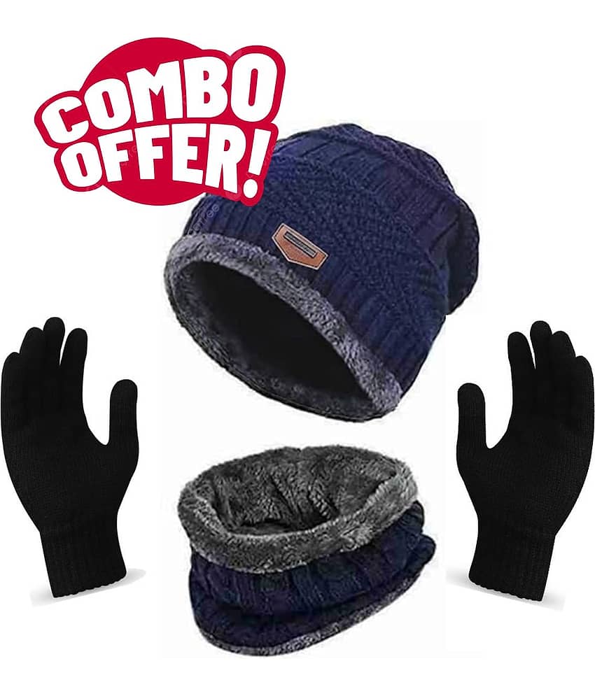 Paryag Pack of 1 Woollen Men's Cap ( Blue )