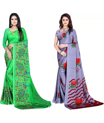 LEELAVATI Crepe Printed Saree With Unstitched Blouse Piece ( Multicolour )