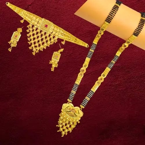 Stunning One Gram Gold Necklace Set Combo with Earrings New Trends