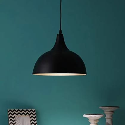 ELIANTE Black Metal Hanging Lights for Home, Office, Bedroom, Drawing Room & Lobby | 3 Years Warranty | Free - LED LAMP (Big-Black-GD)