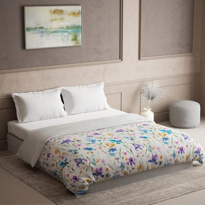 DDECOR - Prime Collection 100% Cotton Floral Pattern 136TC King Quilt |229 CM X 274 CM| - White