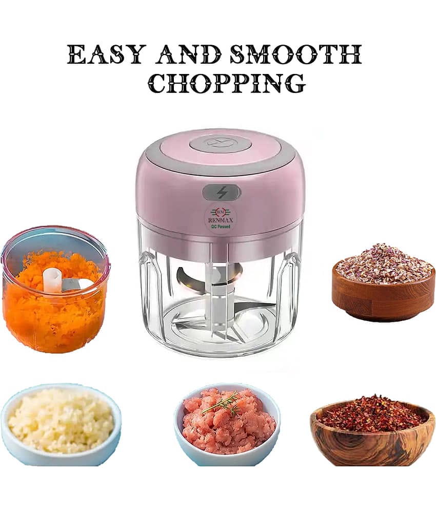 Renmax Portable Rechargeable Magnetic Sensor Mini 3 Blades 250ml Electric Vegetable Chopper (1 x Rechargeable Food Chopper, 1x C-type USB Cable)