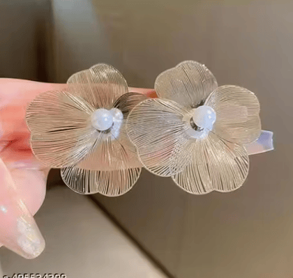 DAFYRA Korean Trendy Gold Plated Floral Shaped Beaded Studs Petal Flower Earrings for Women, Girls