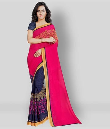 Anand Georgette Saree With Unstitched Blouse Piece ( Pink )