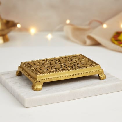 Brass Chowki God Idol Stand | Pooja Platform Decor, Height : 0.5 Inch (BSMAS1403 X)