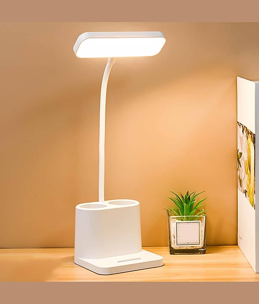 FIRSTLIKE White Study Table Lamp ( Pack of 1 )