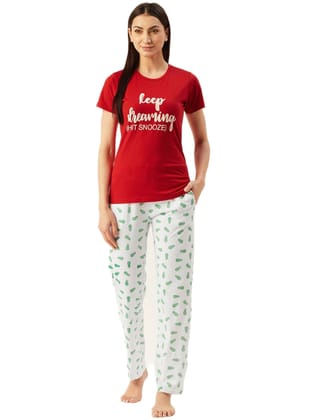 Klamotten Women's Top & Pyjama Nightsuit N107Rd Klamotten Women's Top & Pyjama Nightsuit N107Rd