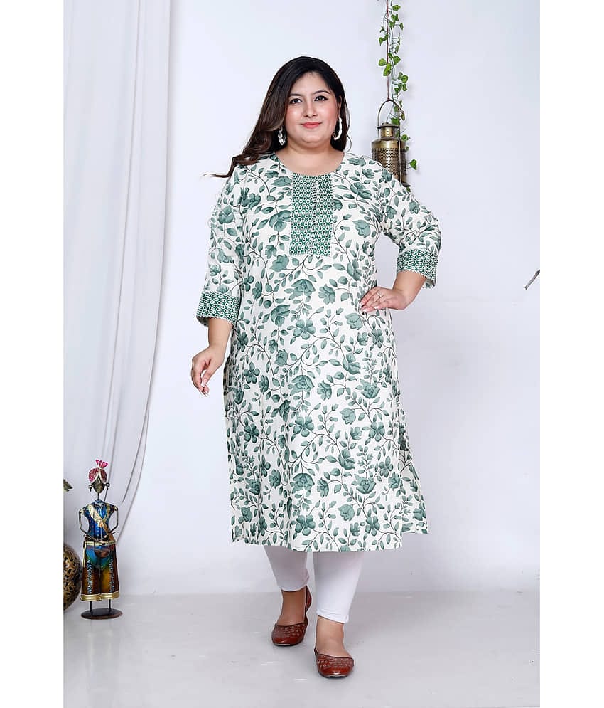 Avnii Cotton Printed Straight Women's Kurti - Green ( Pack of 1 )