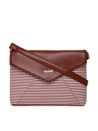 Idella Stripe Rectangular Flap Over Sling-Brown