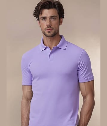 renuovo Pack of 1 Cotton Blend Regular Fit Solid Half Sleeves Men's Polo T Shirt ( Lavender )