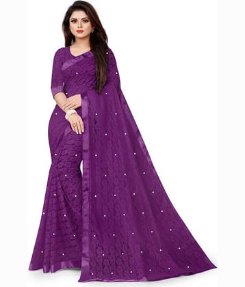 vanraj Net Self Design Saree With Unstitched Blouse Piece ( Green )