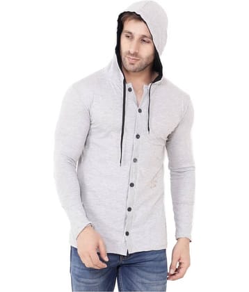 Tfurnish Cotton Blend Grey Self Design T-Shirt