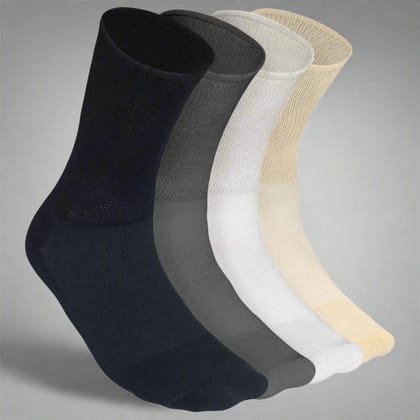 Heelium Bamboo Diabetic Socks - 4 Pairs-Black | Grey | Beige | Off White