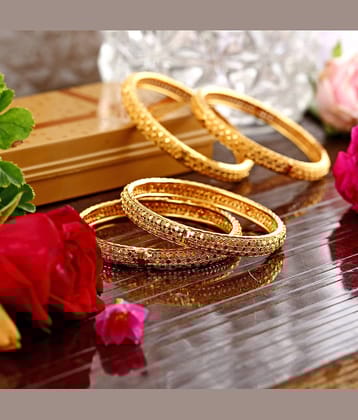 Vighnaharta Traditional Wear 1gm Gold Plated Alloy Bangle for Women and Girls - Pack of 4 pcs Bangle- [VFJ1003BG2-4]
